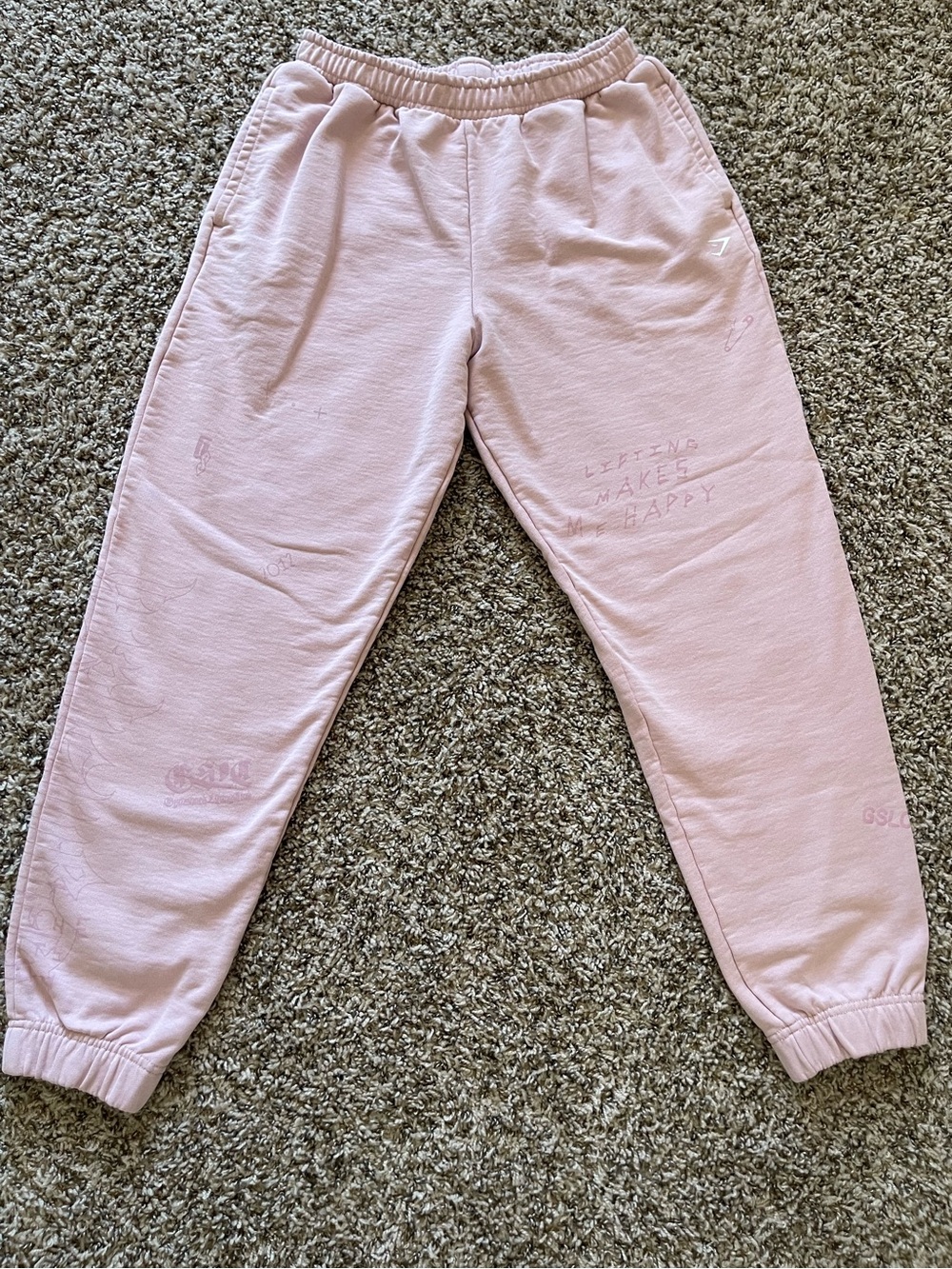 Gymshark Women’s‎ S Pink Graffiti Joggers Print Y2K 90s Sweatpants Weightlifting